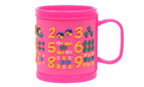 obrázok Hrnček detský plastový (ružový s číslami)