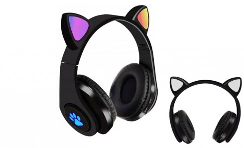 obrázok Bezdrôtové slúchadlá s mačacími ušami čiernej