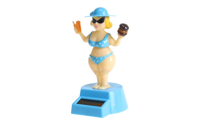 Levně Solární tančící dekorace madam s kloboukem modrá