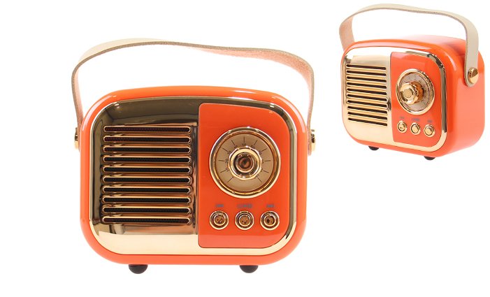 Levně Bluetooth reproduktor retro rádio BS-52D oranžové