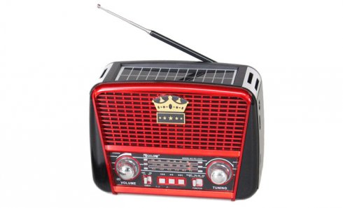 obrázok Prenosné 3 pásmové solárne rádio čierno-červené KORUNA