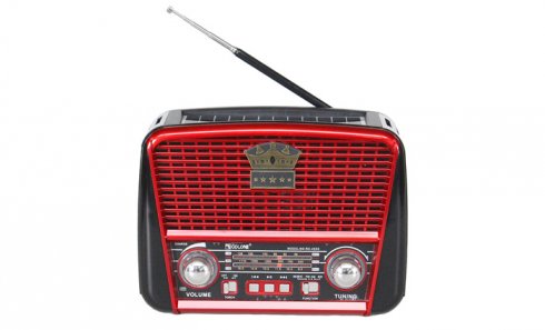 obrázok Prenosné 3pásmové solárne rádio hnedo-červené KORUNA