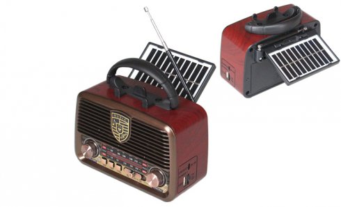 obrázok Prenosné 3pásmové solárne rádio GOLON hnedé