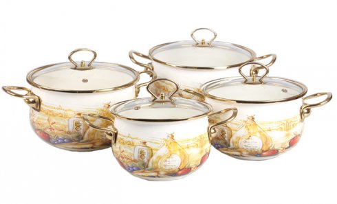 obrázok 8-dielna sada smaltovaných hrncov zátišie