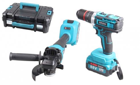 obrázok Súprava náradia uhlová brúska a príklepová vŕtačka KR-9959