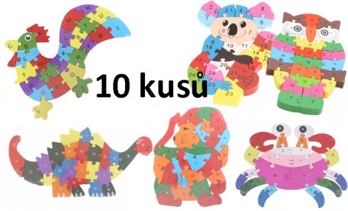 obrázok Vzdelávacie drevené puzzle mix 10ks