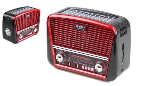 obrázek Přenosné 3pásmové solární rádio červené YUEGAN