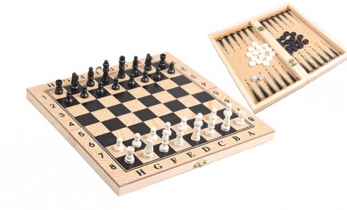 obrázek Dřevěná šachová sada 3v1