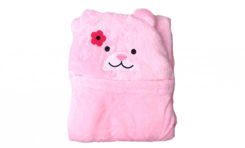obrázek Dětská deka Happy Baby růžová – medvídek s kytičkou