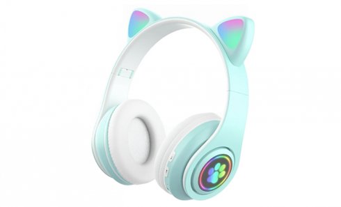 obrázok Bezdrôtové slúchadlá s mačacími ušami zelená