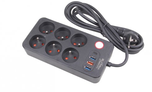 obrázek Prodlužovací kabel 2,5 m se 6 výstupy a USB