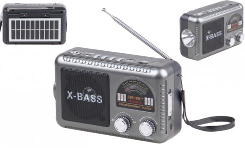 obrázek Solární 3pásmové rádio FERVENT šedé