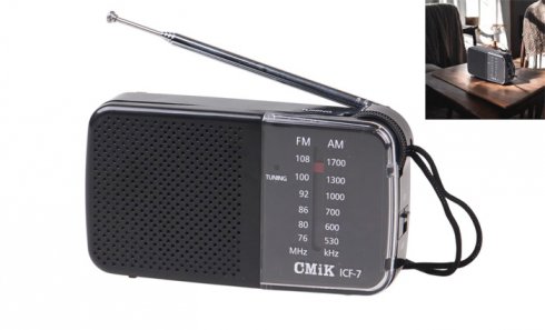 obrázek 2pásmové kapesní rádio ICF-7 černé