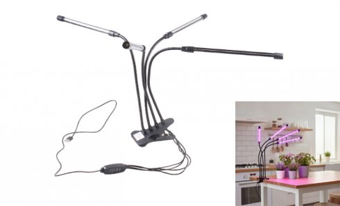 obrázok Štvorramenná LED pestovateľská lampa pre izbové rastliny