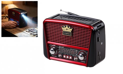 obrázek 3pásmové solární rádio s Bluetooth černo-červené KORUNA