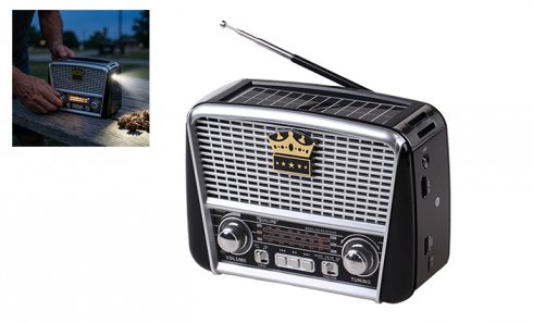 obrázek 3pásmové solární rádio s Bluetooth černo-stříbrné KORUNA