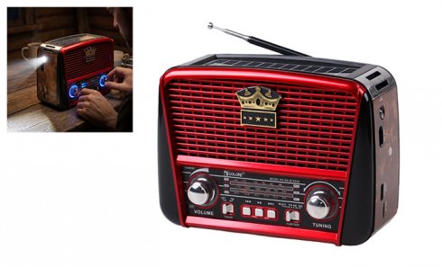 obrázek 3pásmové solární rádio s Bluetooth hnědo-červené KORUNA