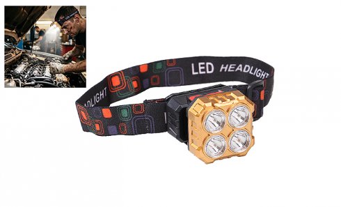 obrázek Dobíjecí LED čelovka HX208-4 zlatá
