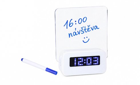 obrázek Digitální LED budík s podsvícenou vzkazovou tabulkou