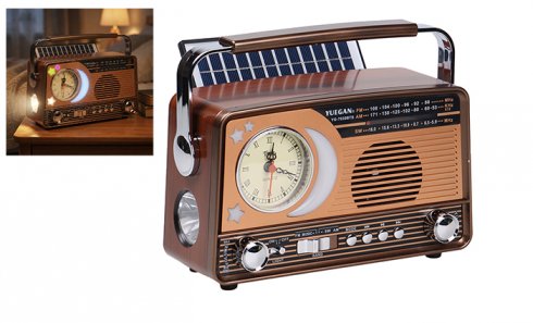 obrázek 3pásmové solární rádio s hodinami zlaté YG-7030BTS