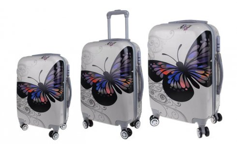 obrázek Sada 3 skořepinových kufrů (Silver Butterfly)