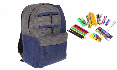 obrázek Batoh s náplní školních potřeb modrošedý