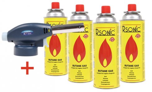 obrázek Plynový hořák + 4 ks plynové kartuše RSONIC