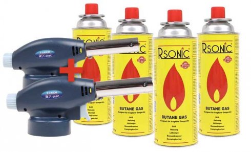 obrázek 2 ks plynový hořák + 4 ks plynové kartuše RSONIC